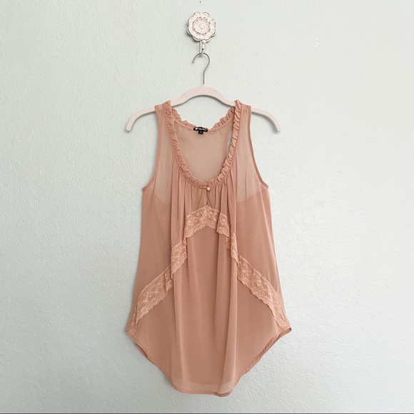 Lily White Tops - NWOT•Lily White•Sheer Nude Sleeveless Blouse